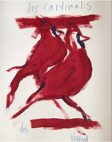 "Dos Cardinals" Drawing on Paper
